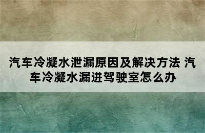 汽车冷凝水泄漏原因及解决方法 汽车冷凝水漏进驾驶室怎么办